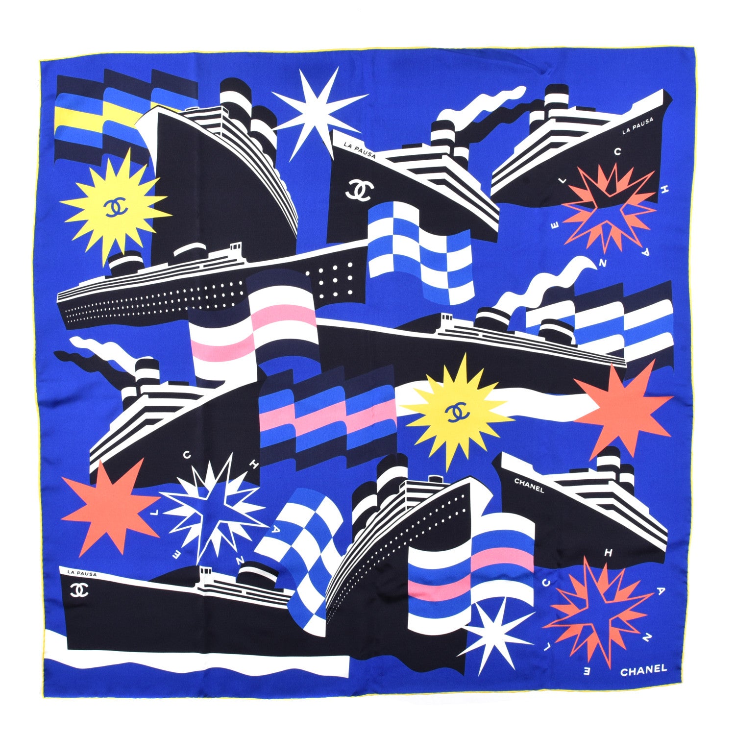 Chanel Silk CC Cruise Print Square Scarf Dark Blue 1 of 3