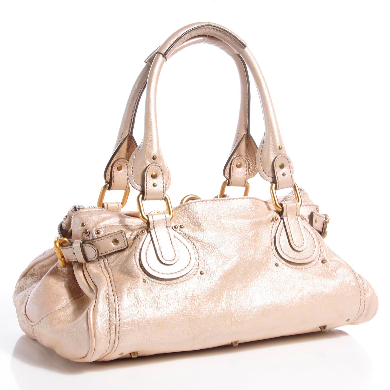 Chloe Leather Medium Paddington Satchel Metallic Beige 3 of 9