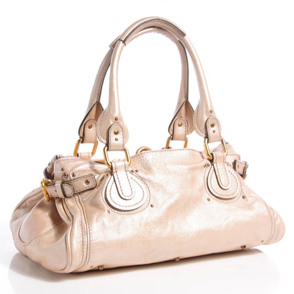 Chloe Leather Medium Paddington Satchel Metallic Beige 3 of 9