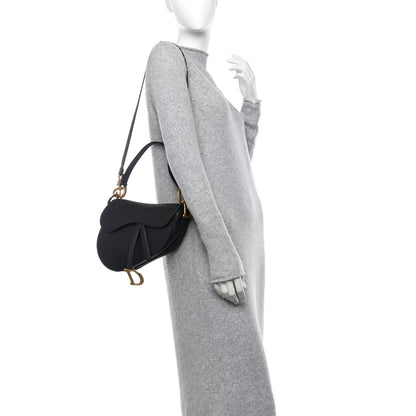 Christian Dior Grained Calfskin Saddle Bag With Strap Black 3 of 11