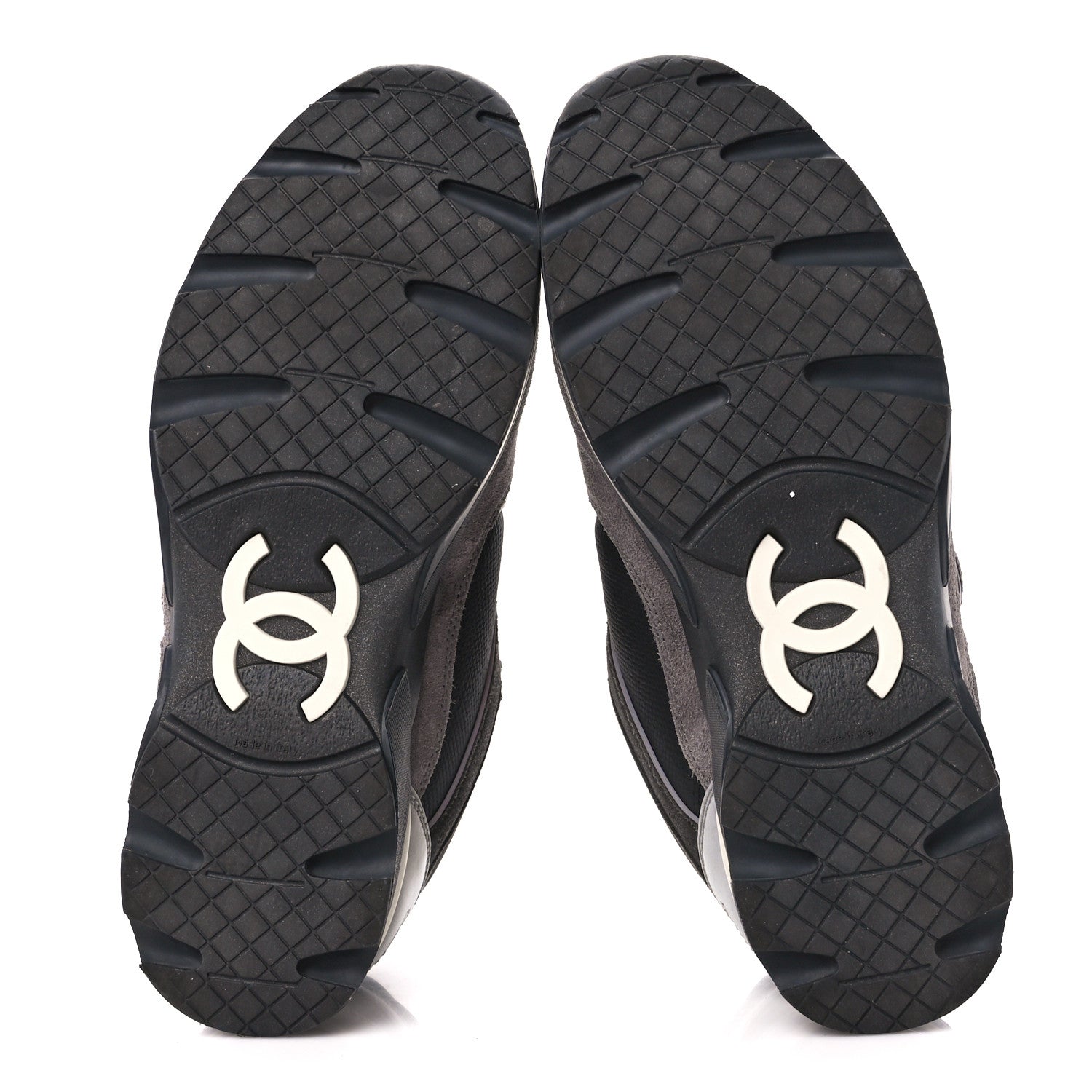 Chanel Calfskin Suede CC Sneakers 39 Black Grey 5 of 8