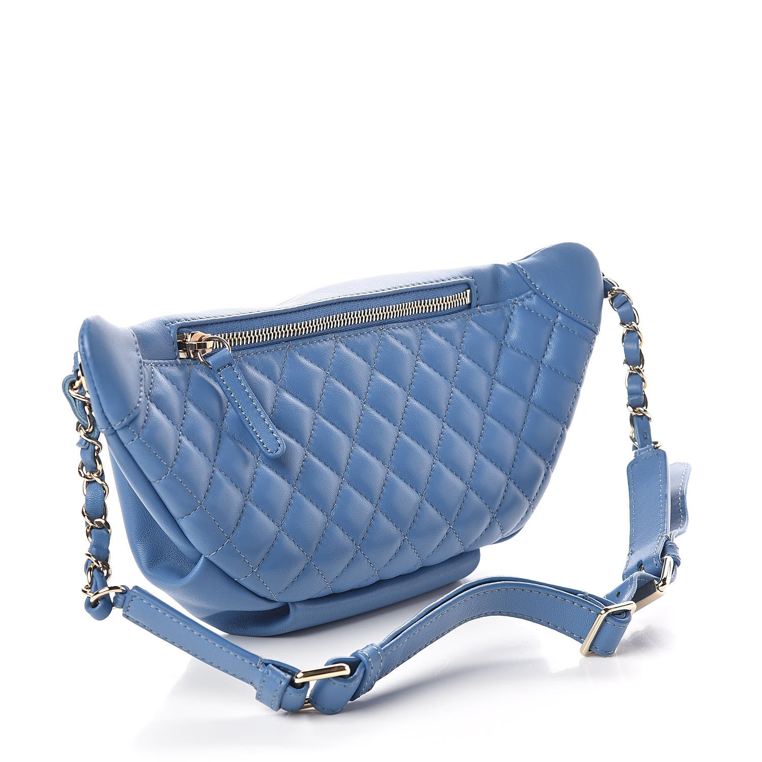 Chanel Lambskin Quilted Bi Waist Bag Fanny Pack Blue 3 of 11