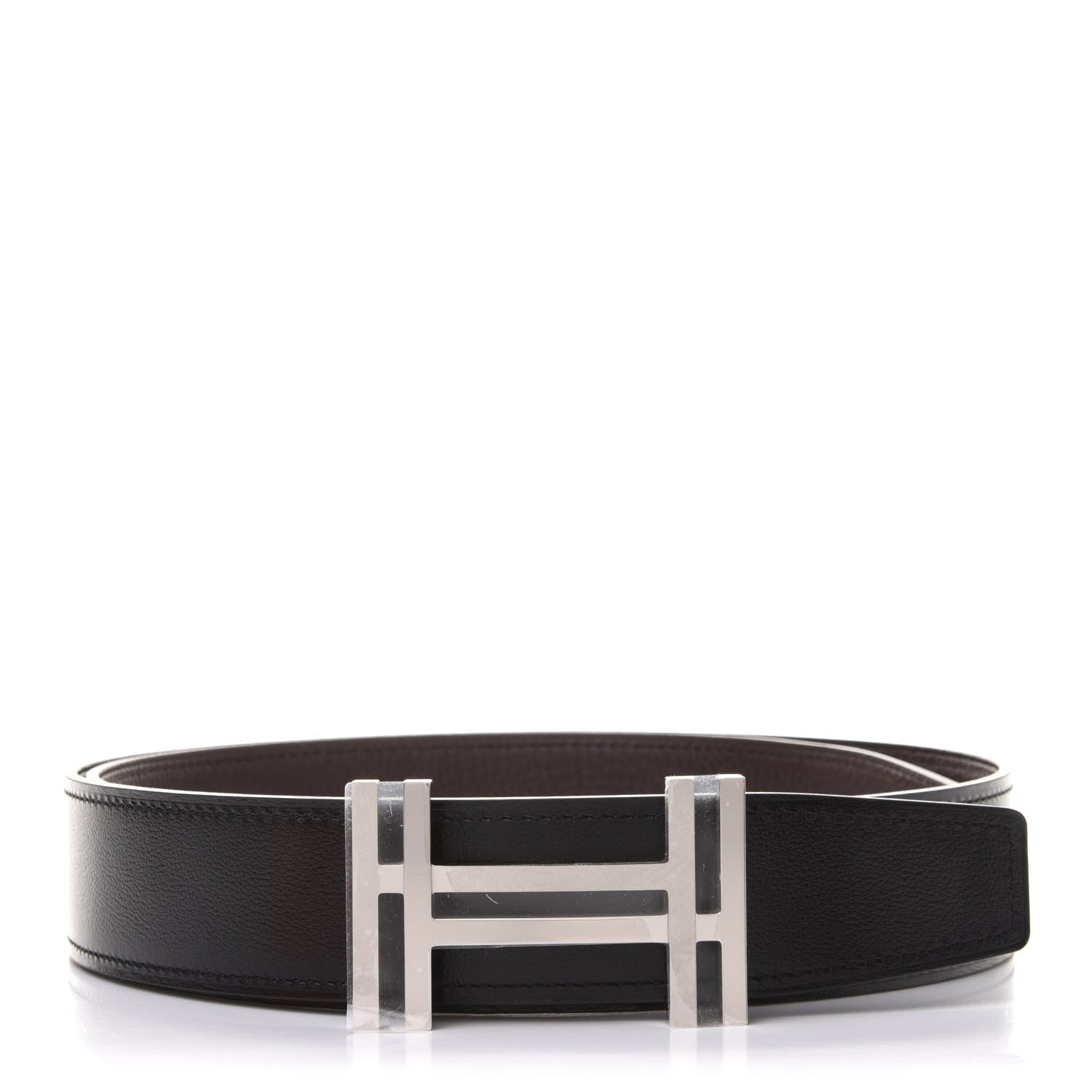 Hermes Box Togo 32mm Au Carre H Belt 80 Black Chocolate 1 of 7