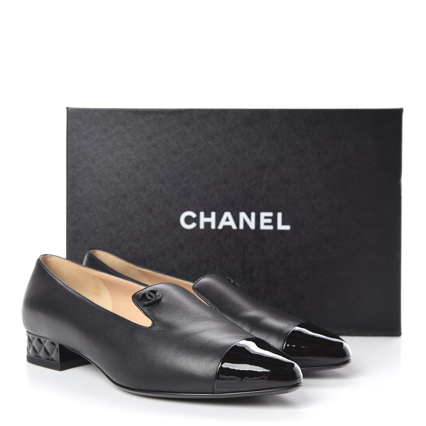 Lambskin Patent CC Cap Toe Mocassin Loafer 37.5 Black