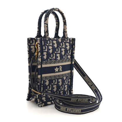 Christian Dior Oblique Mini Book Tote Phone Bag Blue 3 of 10