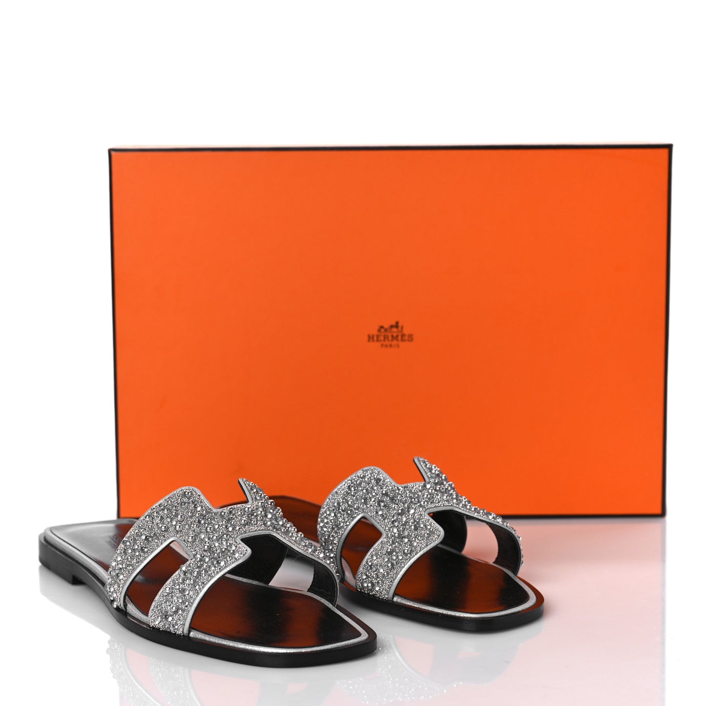 Velvet Goatskin Crystal Beads Oran Sandals 37 Gris Argente