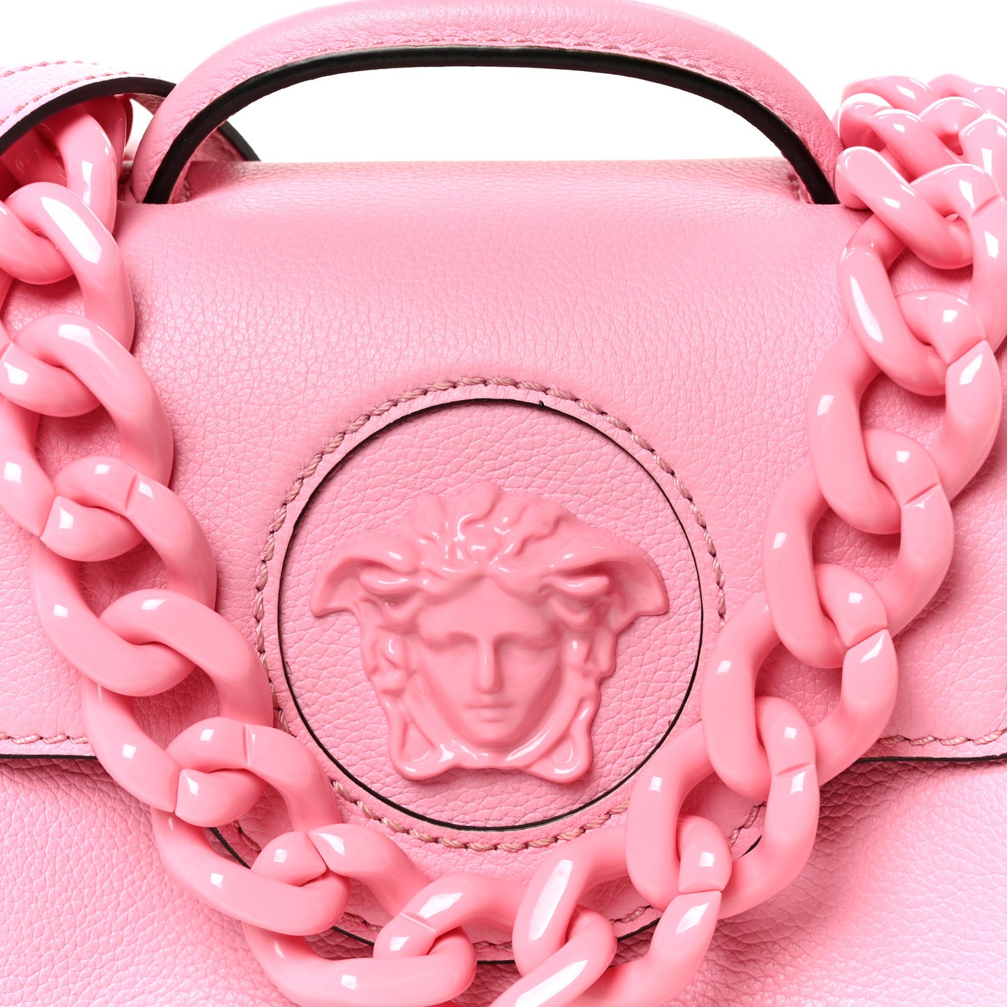 Grained Calfskin Small La Medusa Top Handle Bag Pink