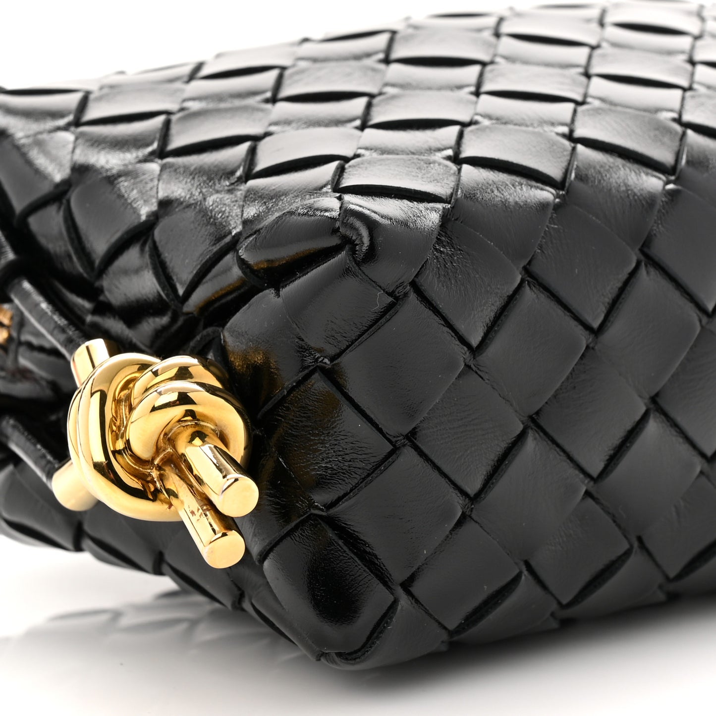Polished Nappa Intrecciato Knot Mini Loop Camera Bag Black
