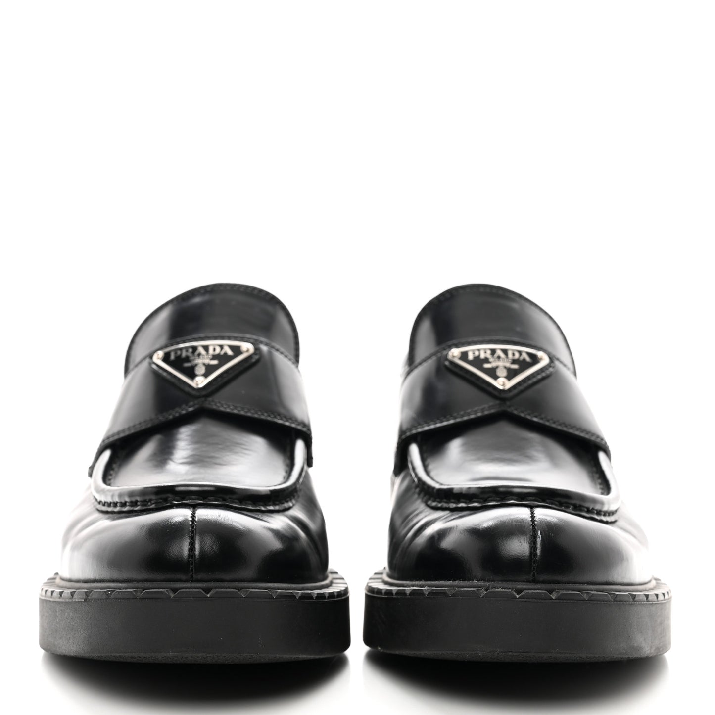 Spazzolato Metal Triangle Logo 50mm Loafers 40.5 Black
