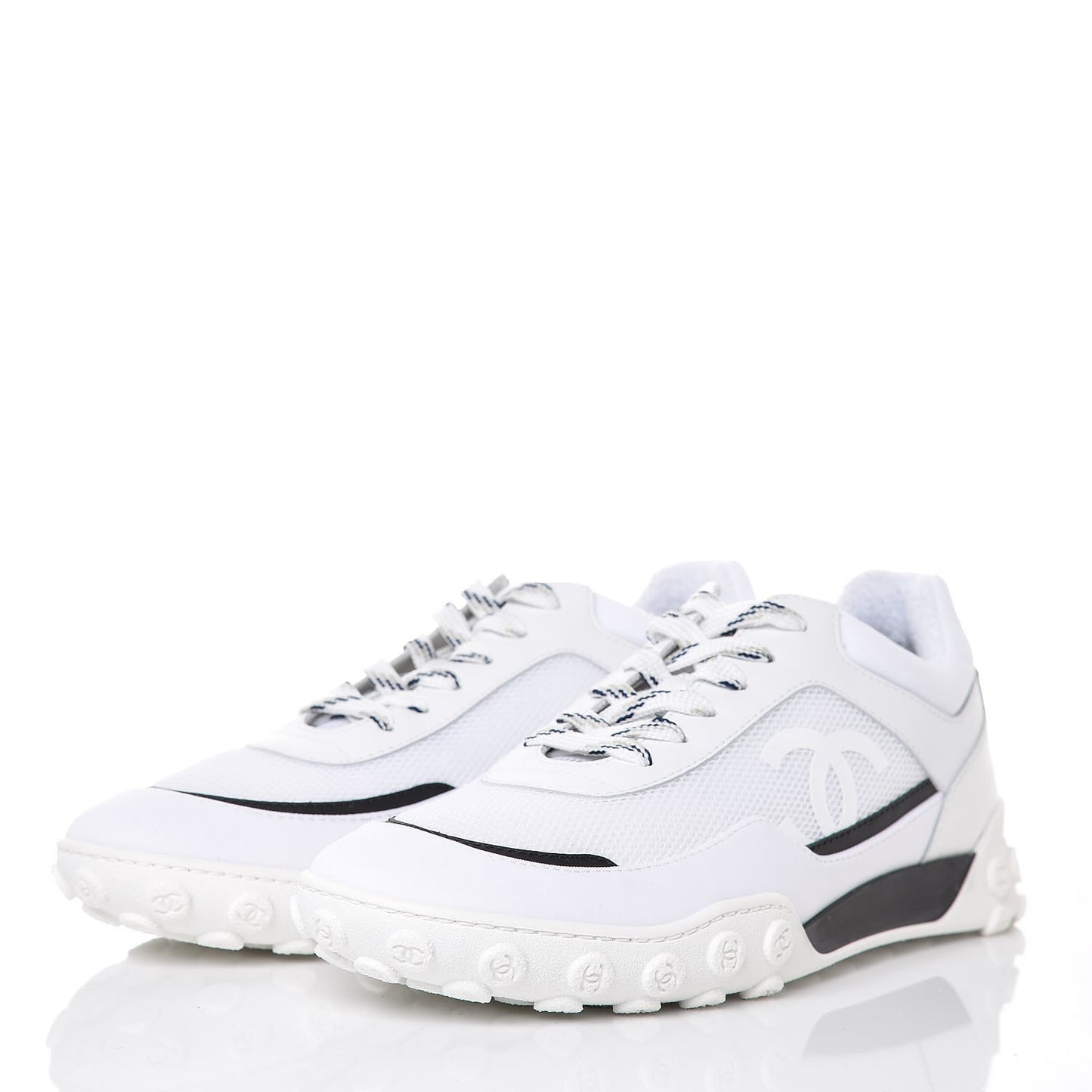 Calfskin Mesh Sneakers 38.5 White