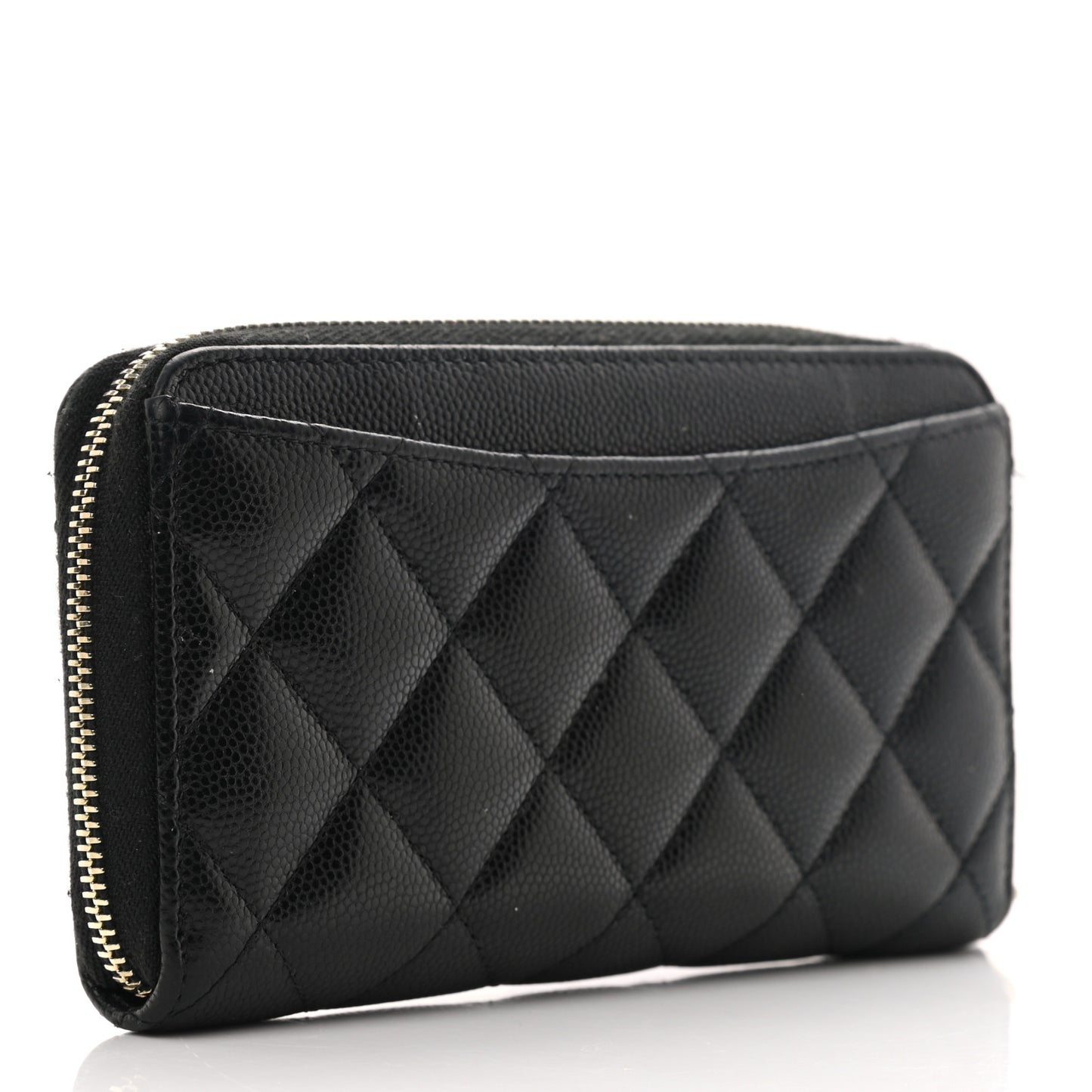 Caviar Quilted Medium Zip Around Wallet Black