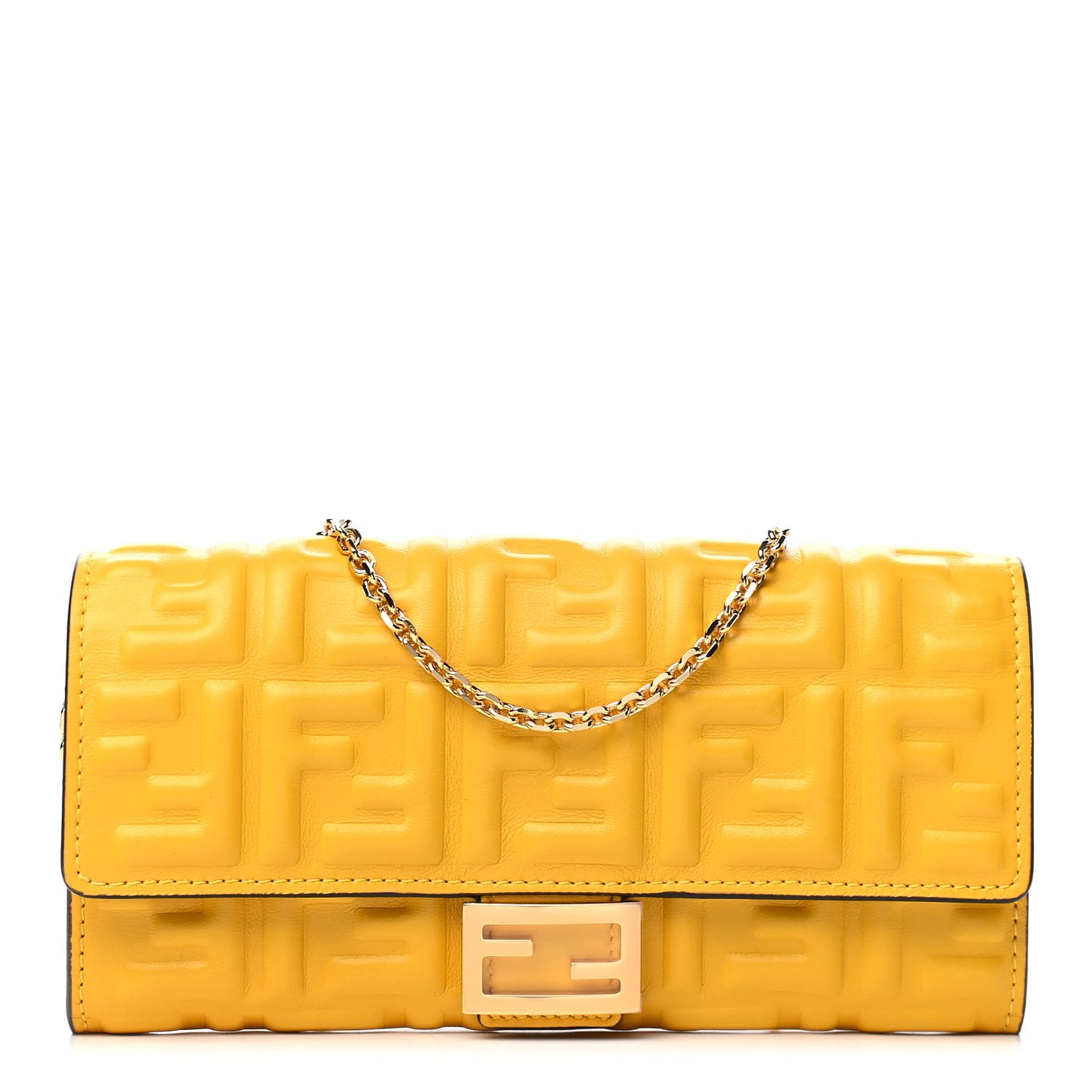 Nappa Matisse FF Embossed Continental Wallet On Chain Mimosa