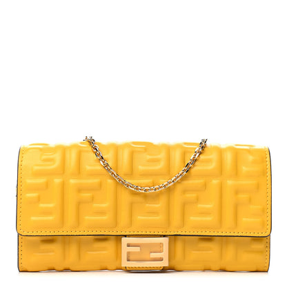 Fendi Nappa Matisse FF Embossed Continental Wallet On Chain Mimosa 1 of 4