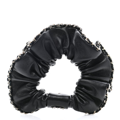 Chanel Lambskin Chain CC Hair Scrunchie Black Gold 1 of 4