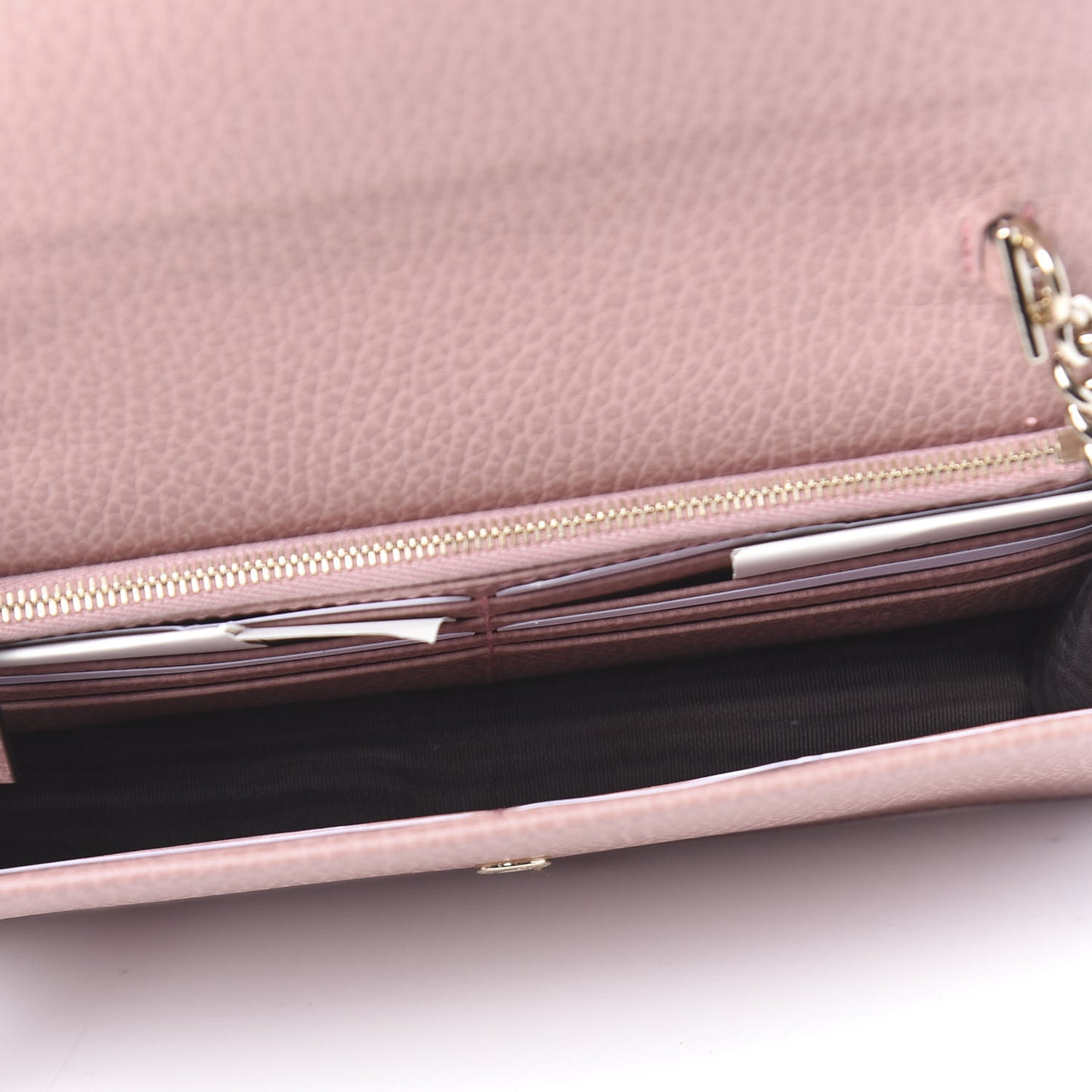 Dollar Calfskin Interlocking G Chain Wallet Soft Pink