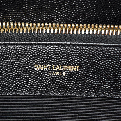 Saint Laurent Grain De Poudre Matelasse Chevron Monogram Shopping Bag Black 6 of 10