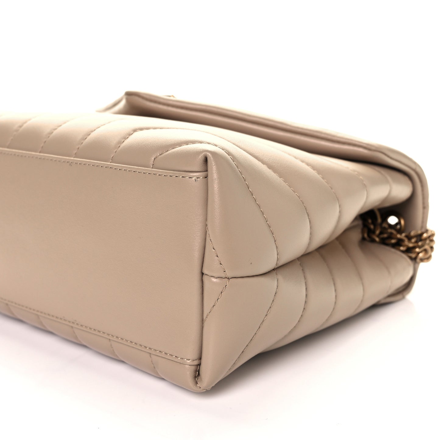 Calfskin Y Quilted Monogram Small Loulou Chain Satchel Dark Beige
