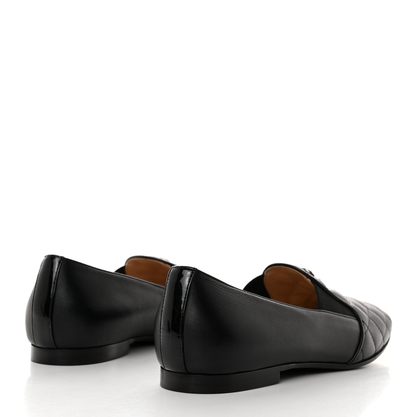 Calfskin Quilted CC Moccasin Loafers 36 Black