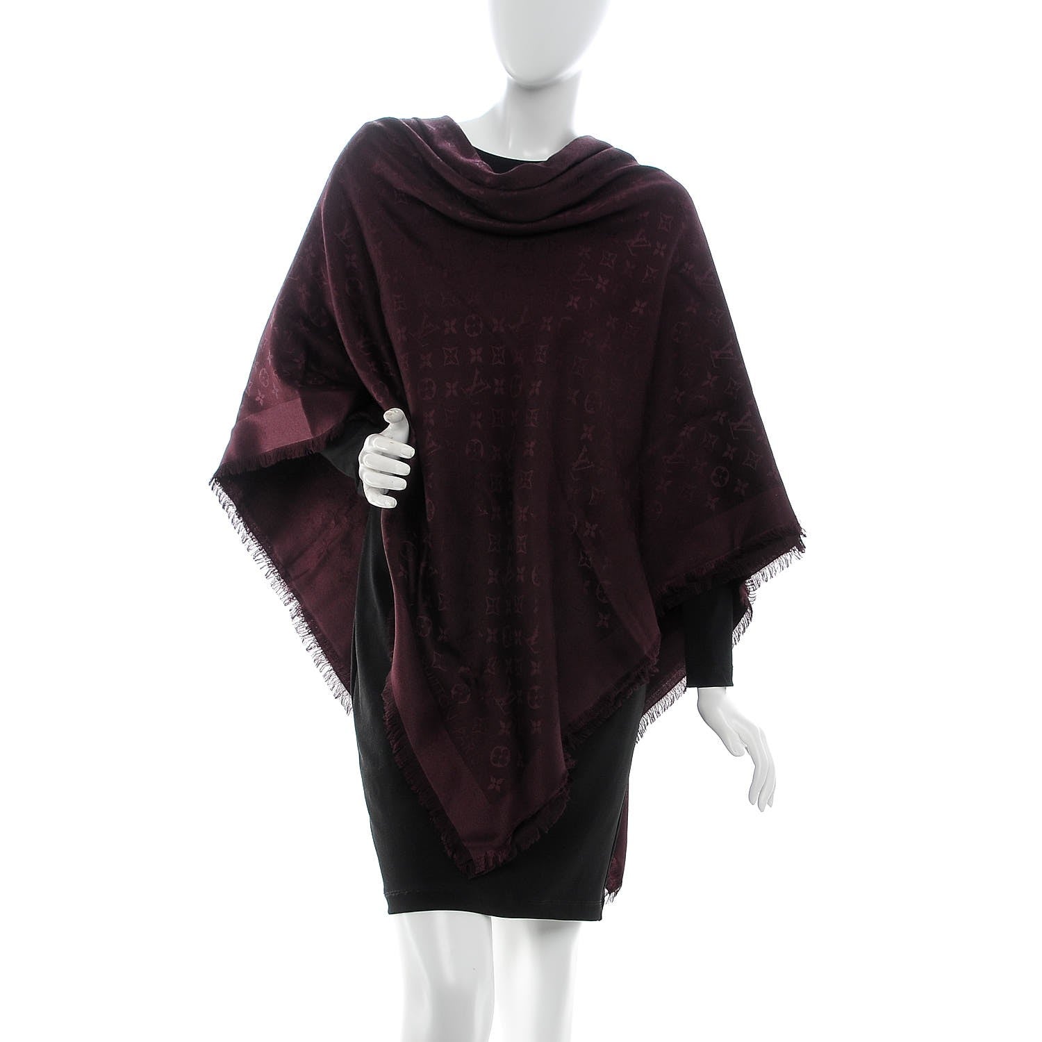 Louis Vuitton Wool Silk Monogram Shawl Amarante 2 of 5