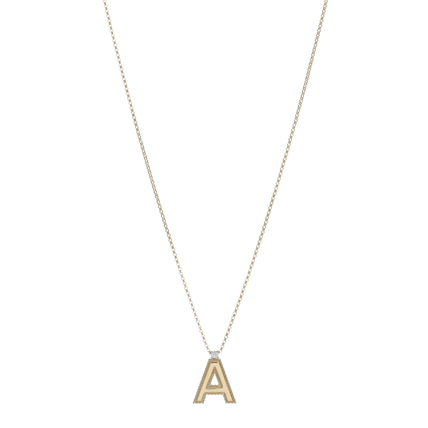 18K Yellow Gold Diamond Princess Initial A Pendant Necklace