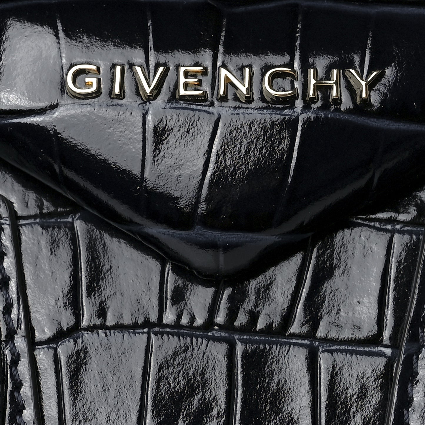 Calfskin Crocodile Embossed Mini Antigona Deep Blue