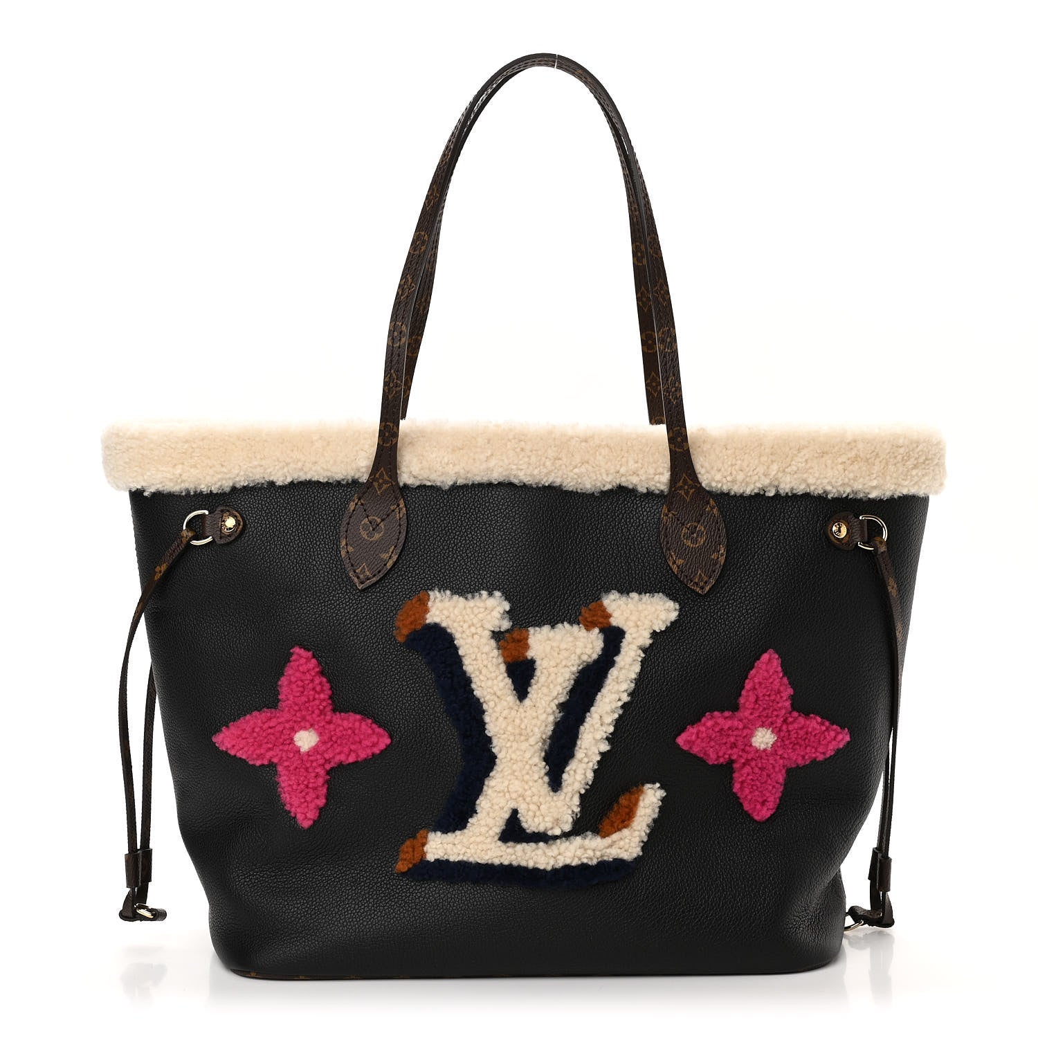 Louis Vuitton Calfskin Monogram Teddy Neverfull MM Black 3 of 11