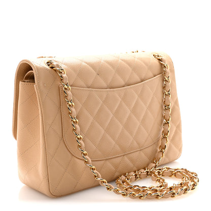 Chanel Caviar Quilted Jumbo Double Flap Light Beige 3 of 11