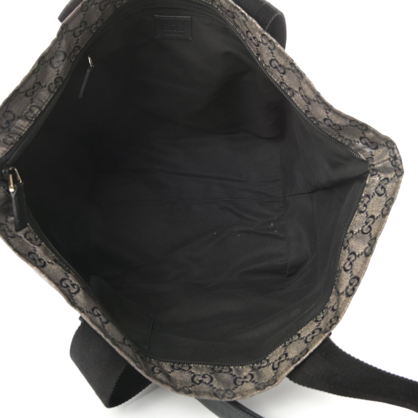 Crystal Monogram Medium Web Handle Bucket Tote Black