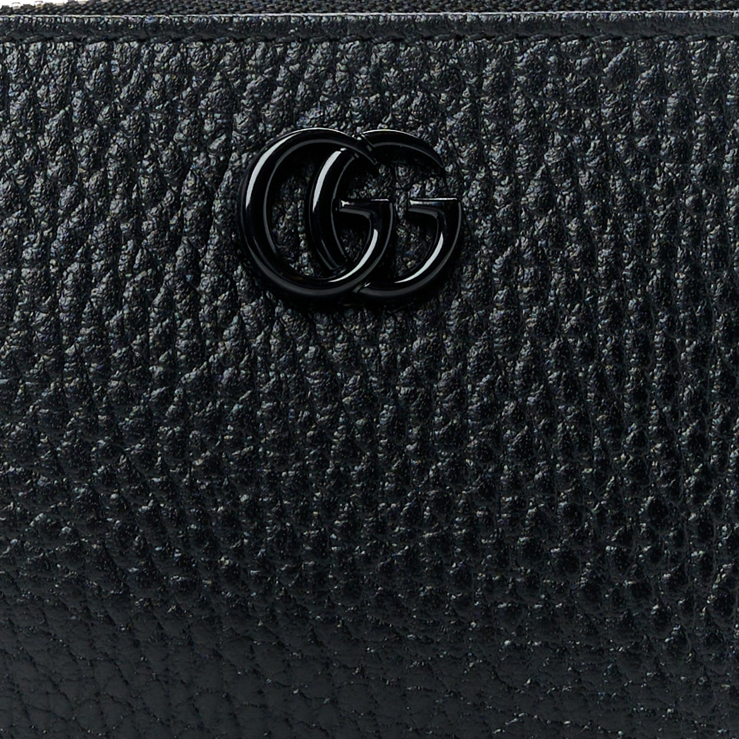 Dollar Calfskin Enamel Monochrome GG Marmont Key Case Card Holder Black
