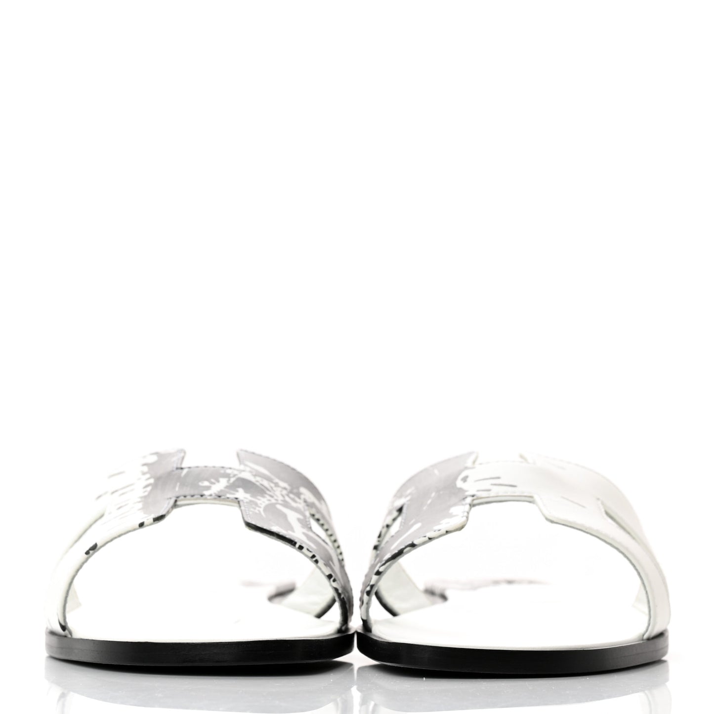 Calfskin Peinture Fraiche Oran Sandals 41 White Black