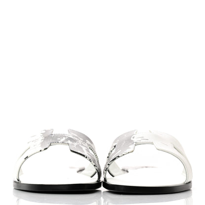 Hermes Calfskin Peinture Fraiche Oran Sandals 41 White Black 2 of 11