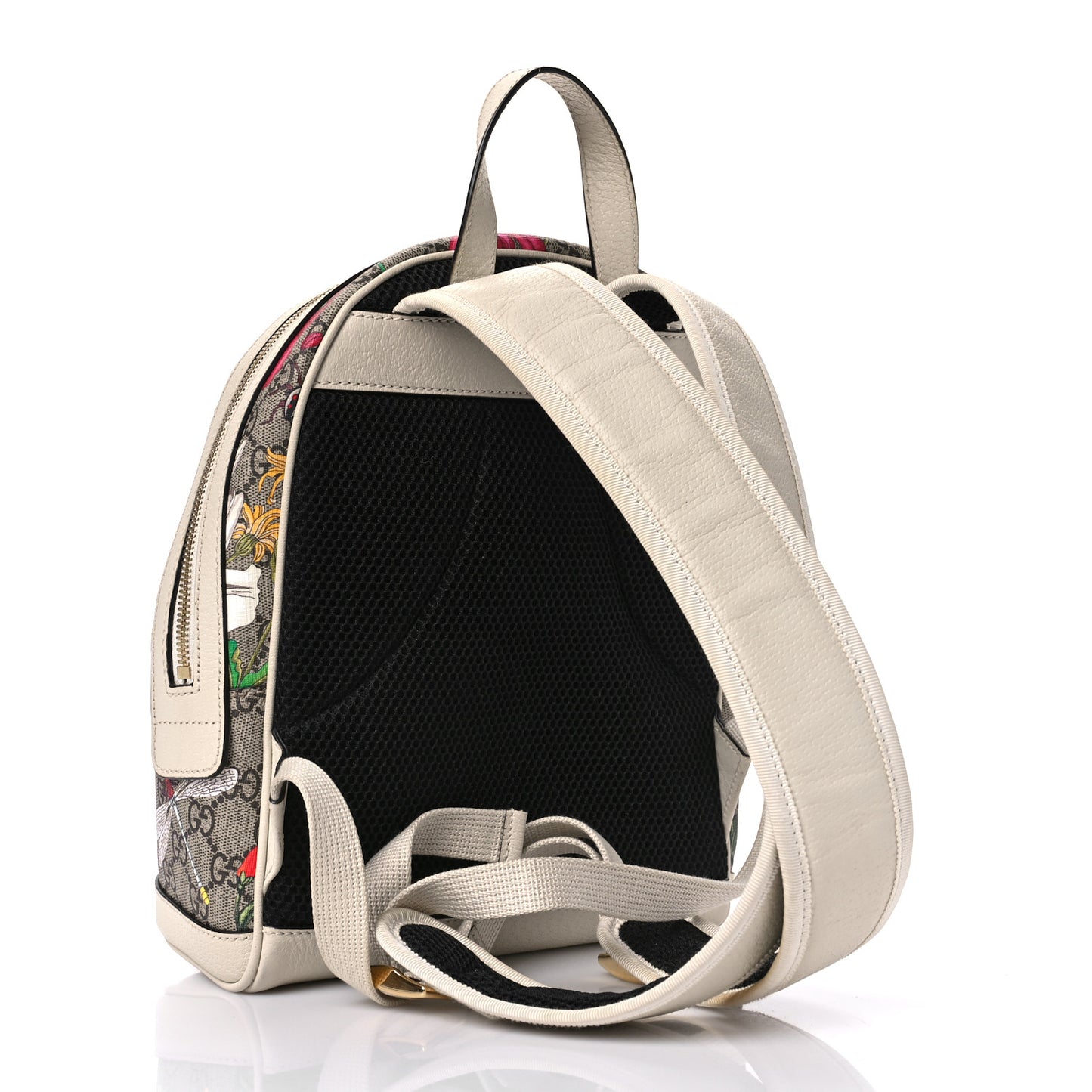 GG Supreme Monogram Flora Web Small Ophidia Day Backpack White