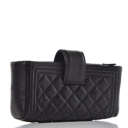 Chanel Caviar Quilted Mini Boy Phone Holder Clutch Black 3 of 8