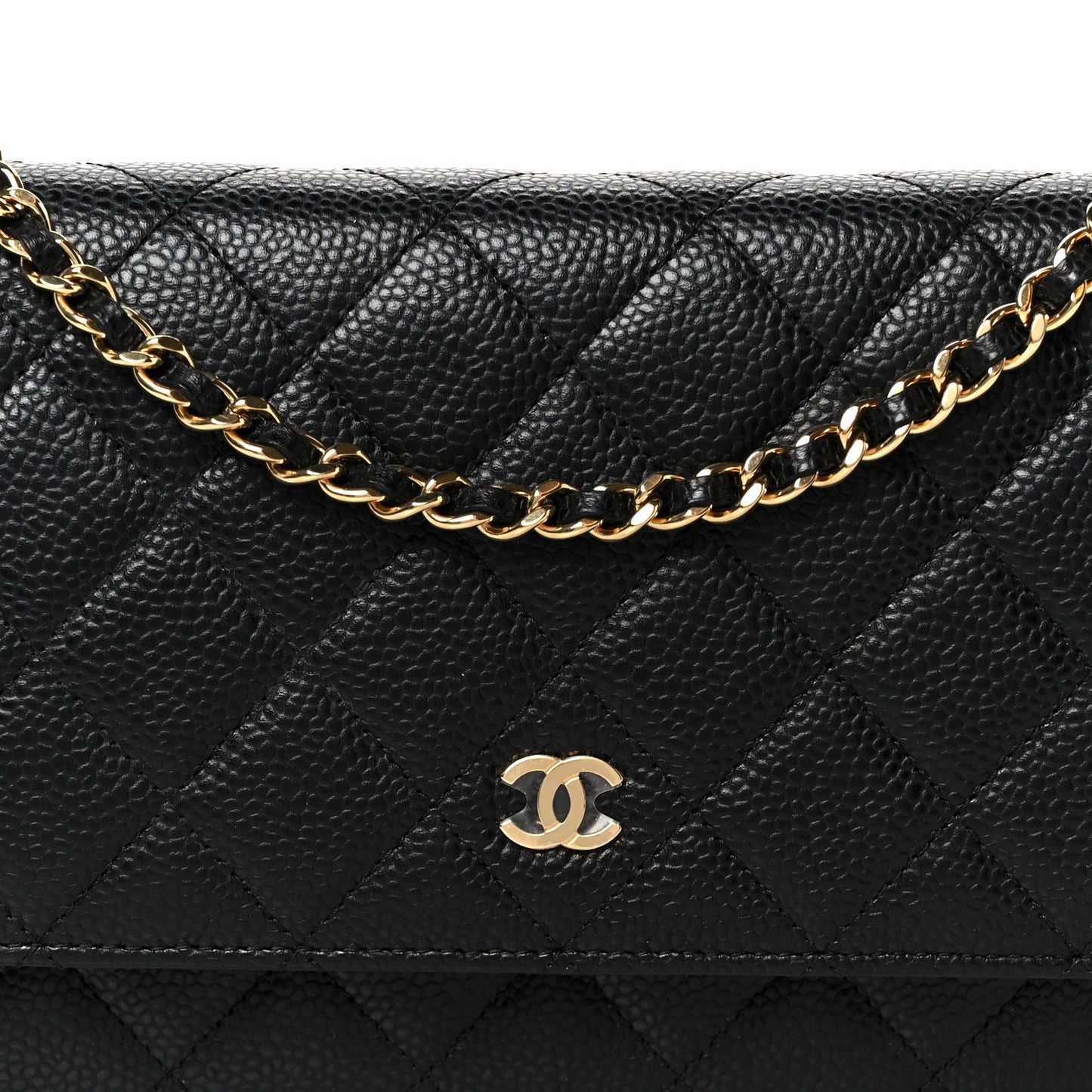 Caviar Quilted Wallet on Chain WOC Black