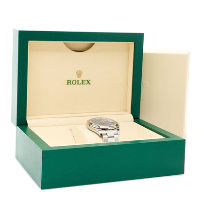 Rolex Stainless Steel 18K White Gold 41mm Oyster Perpetual Datejust Watch Azzurro Blue Roman 126334 5 of 5