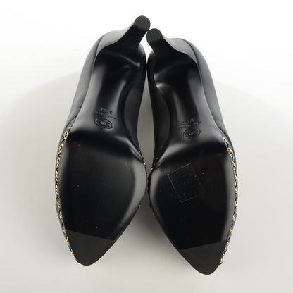 Chanel Calfskin Platform Chain Pumps 37.5 Black 5 of 9