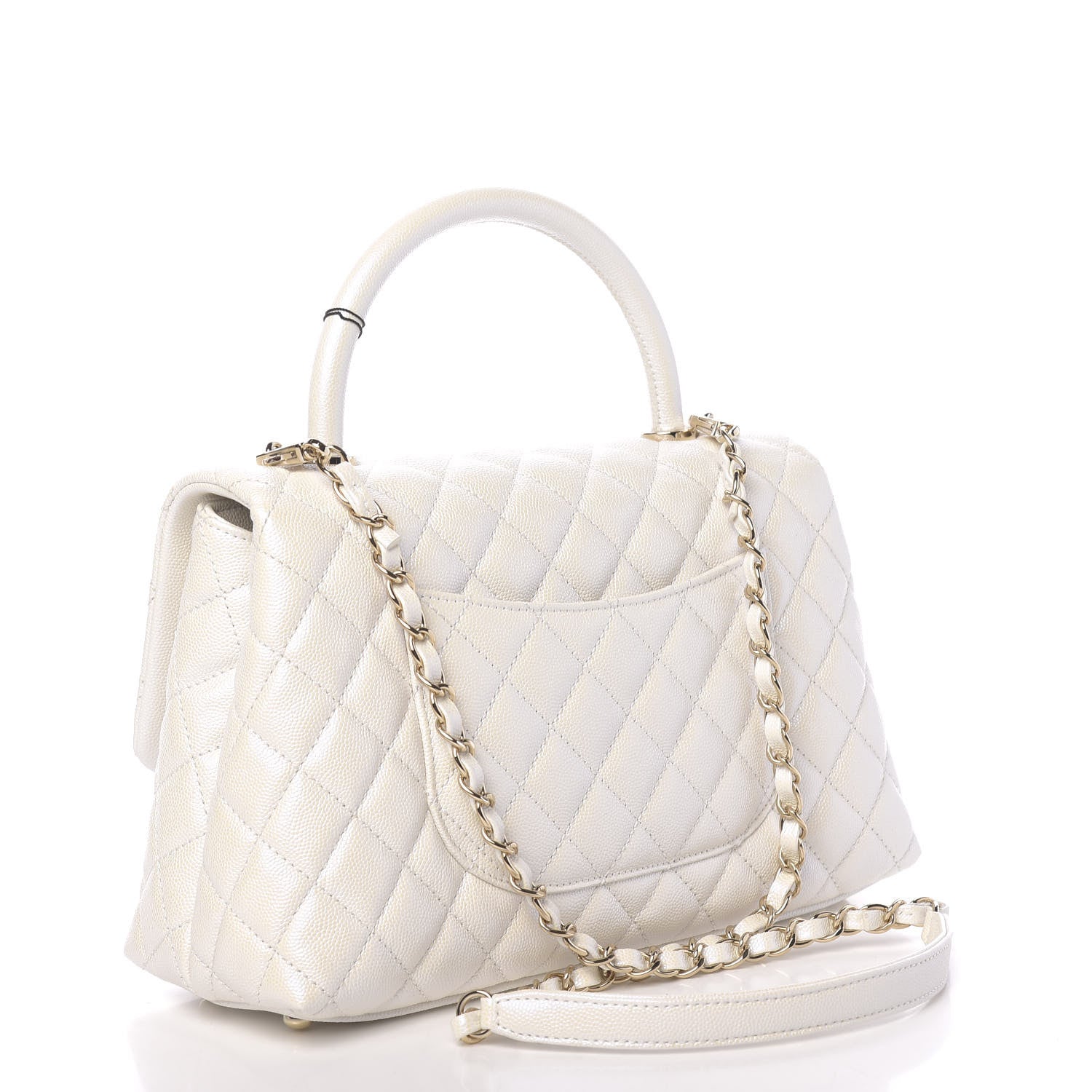 Chanel Iridescent Caviar Quilted Small Coco Handle Flap White 3 of 11