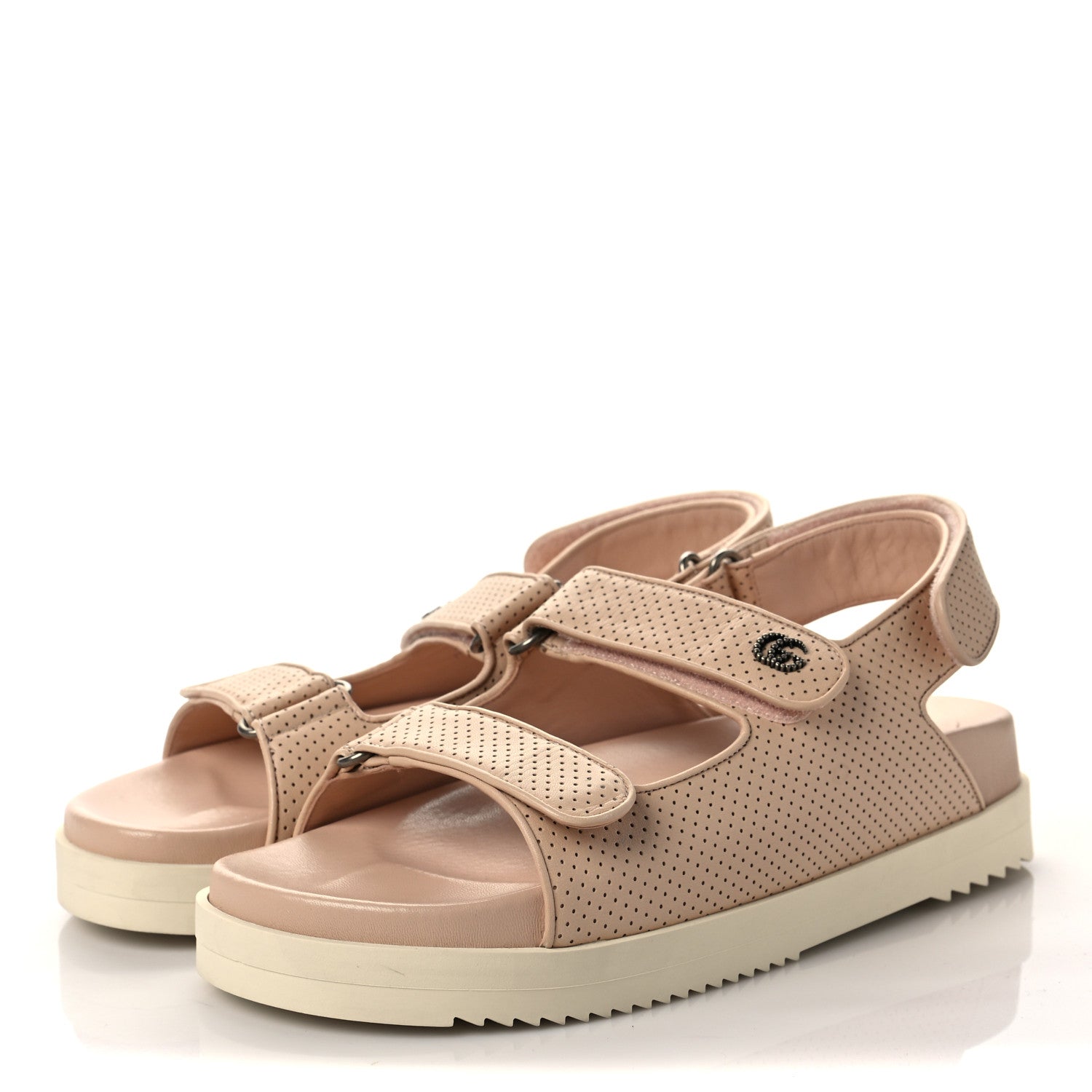 Gucci Malaga Kid Mini Double G Perforated Womens Dad Sandals 40 Skin Rose 3 of 7