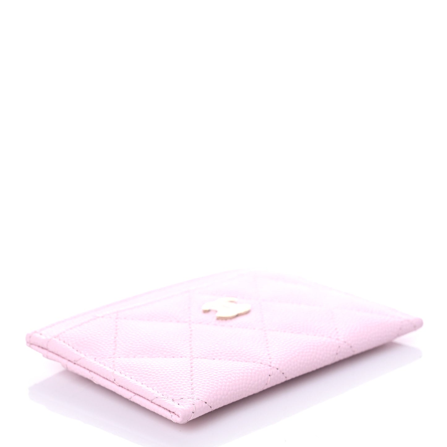 Caviar Quilted Card Holder Light Pink