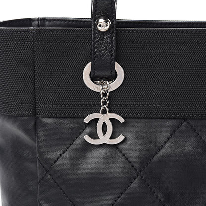 Chanel Coated Canvas Quilted Small Paris Biarritz Tote Black 10 of 10