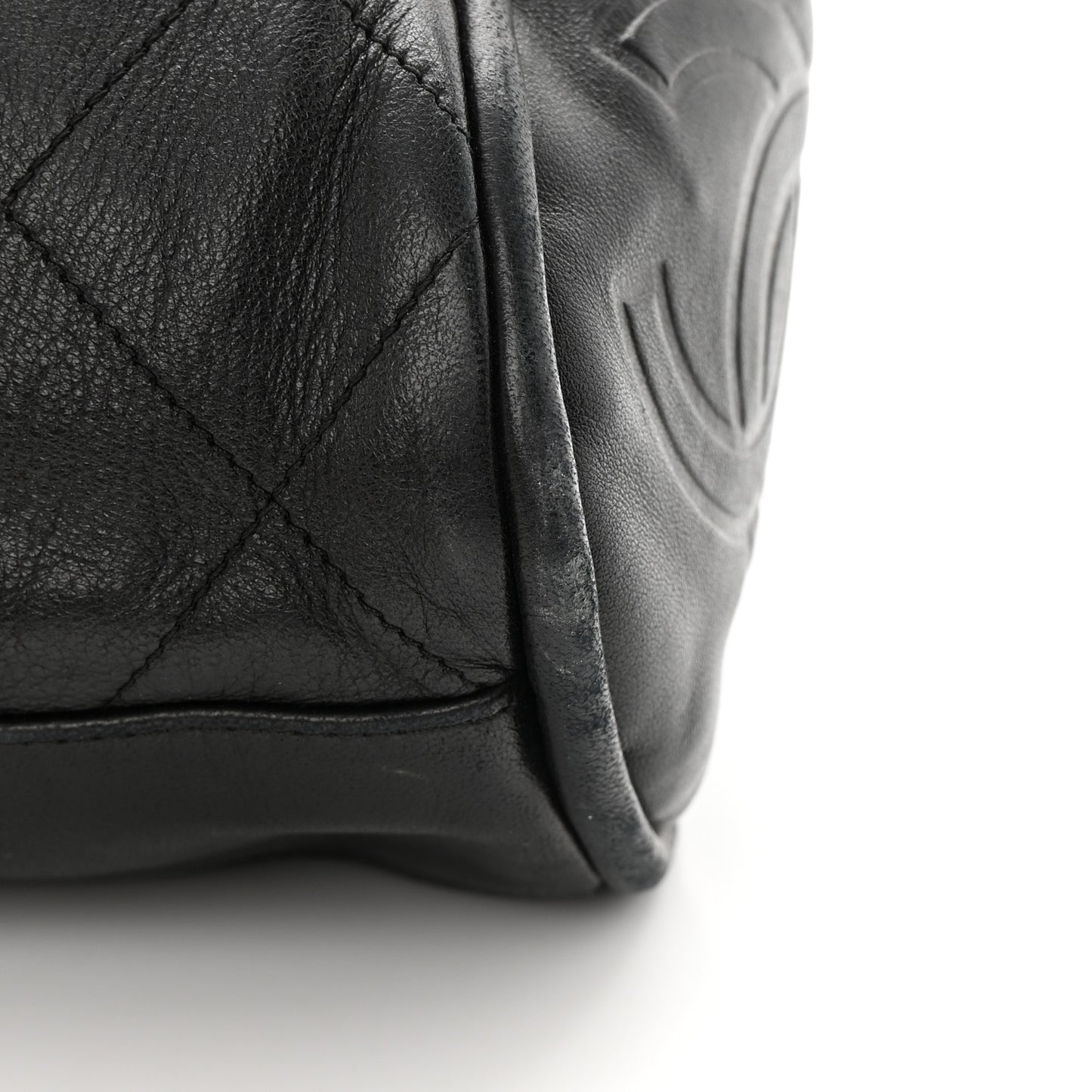 Lambskin Stitched Medium Ultimate Soft Tote Black