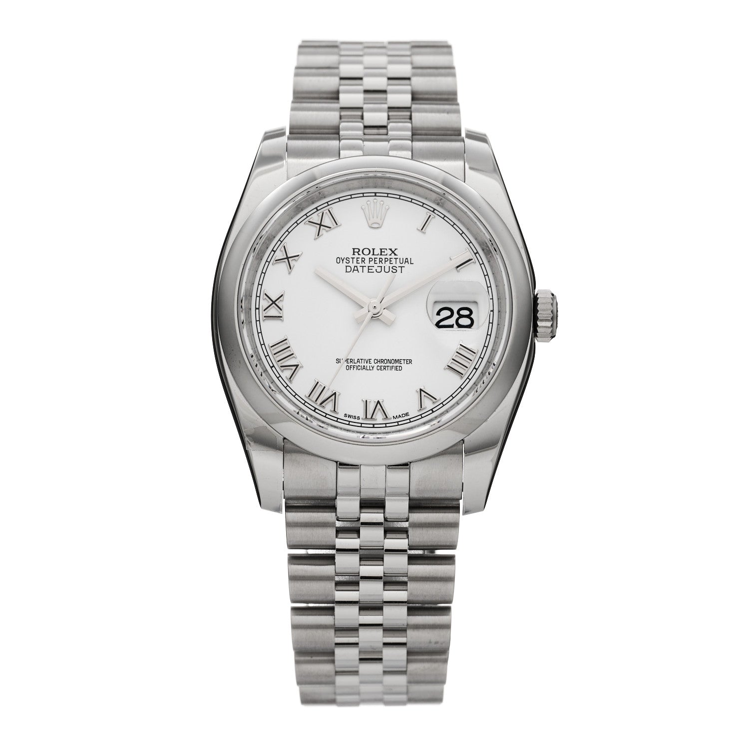Rolex Stainless Steel 36mm Oyster Perpetual Datejust Watch White Roman 116200 1 of 5