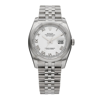 Rolex Stainless Steel 36mm Oyster Perpetual Datejust Watch White Roman 116200 1 of 5