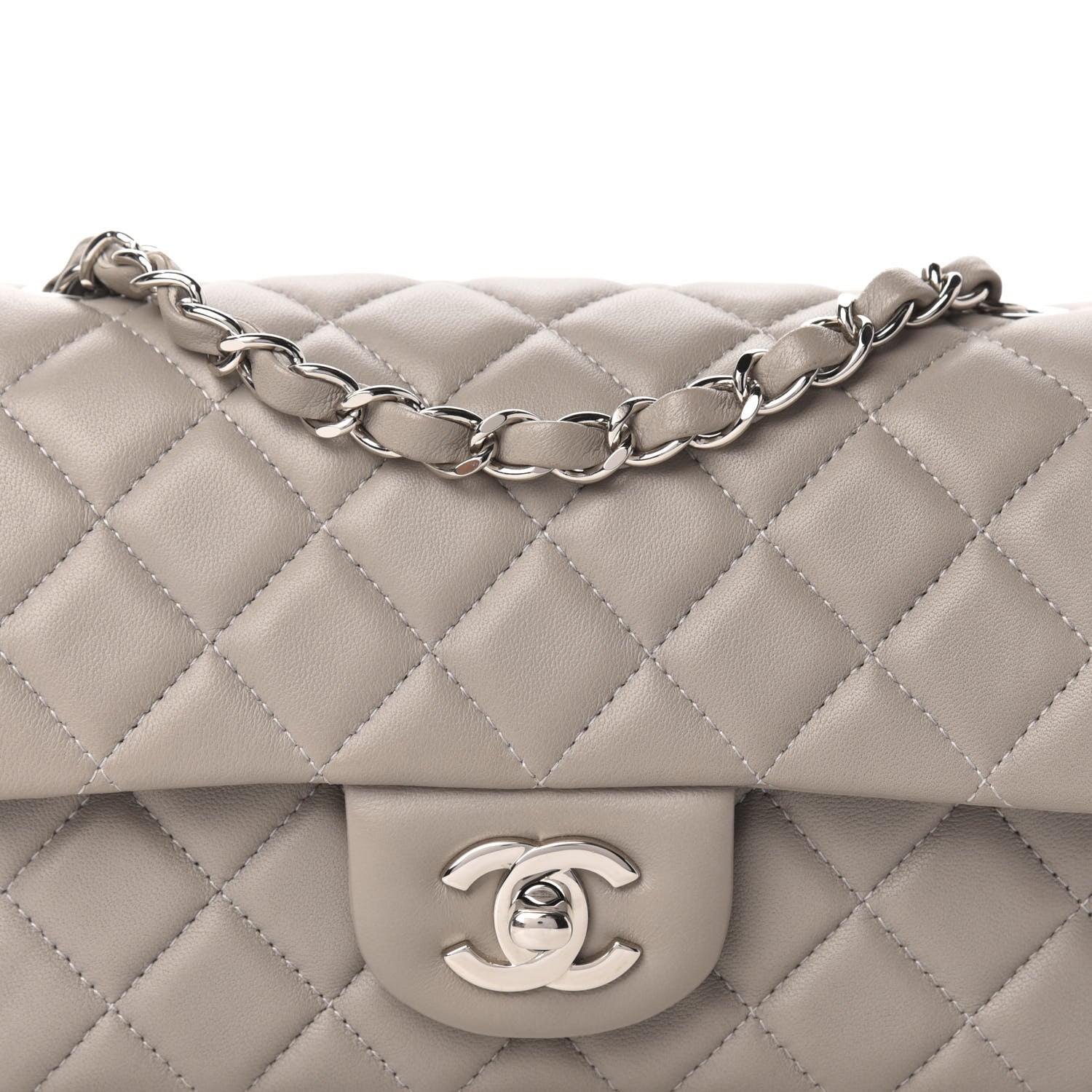 Chanel Lambskin Quilted Mini Rectangular Flap Grey 10 of 11