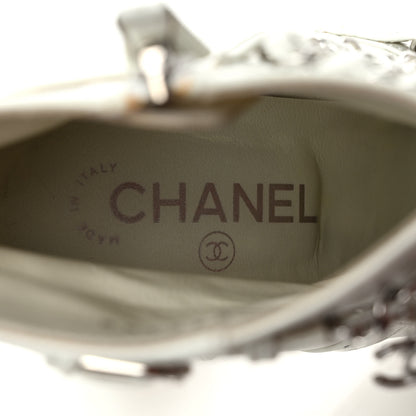 Chanel Crackled Calfskin Chain CC Short Boots 38 Ivory 7 of 10