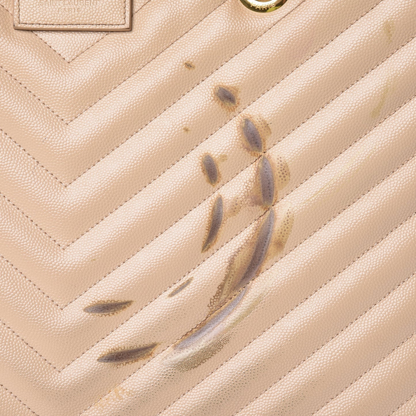 Grain De Poudre Matelasse Chevron Monogram Shopping Bag Nude Powder