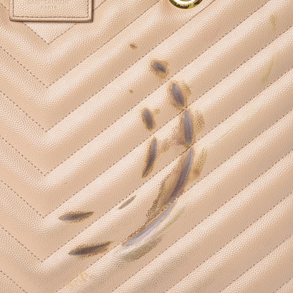 Saint Laurent Grain De Poudre Matelasse Chevron Monogram Shopping Bag Nude Powder 10 of 16