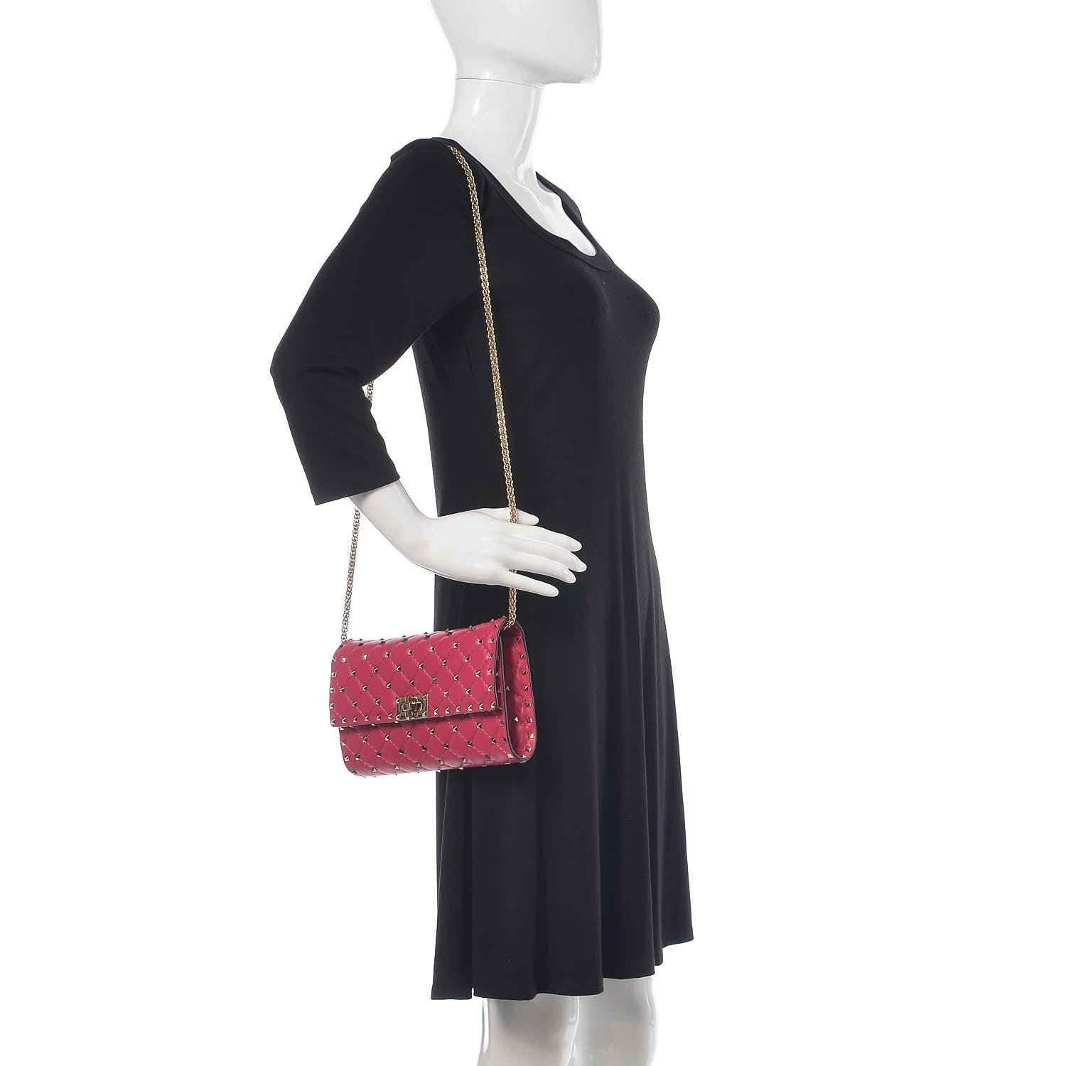 Valentino Garavani Nappa Rockstud Spike Wallet on Chain Disco Pink 2 of 9