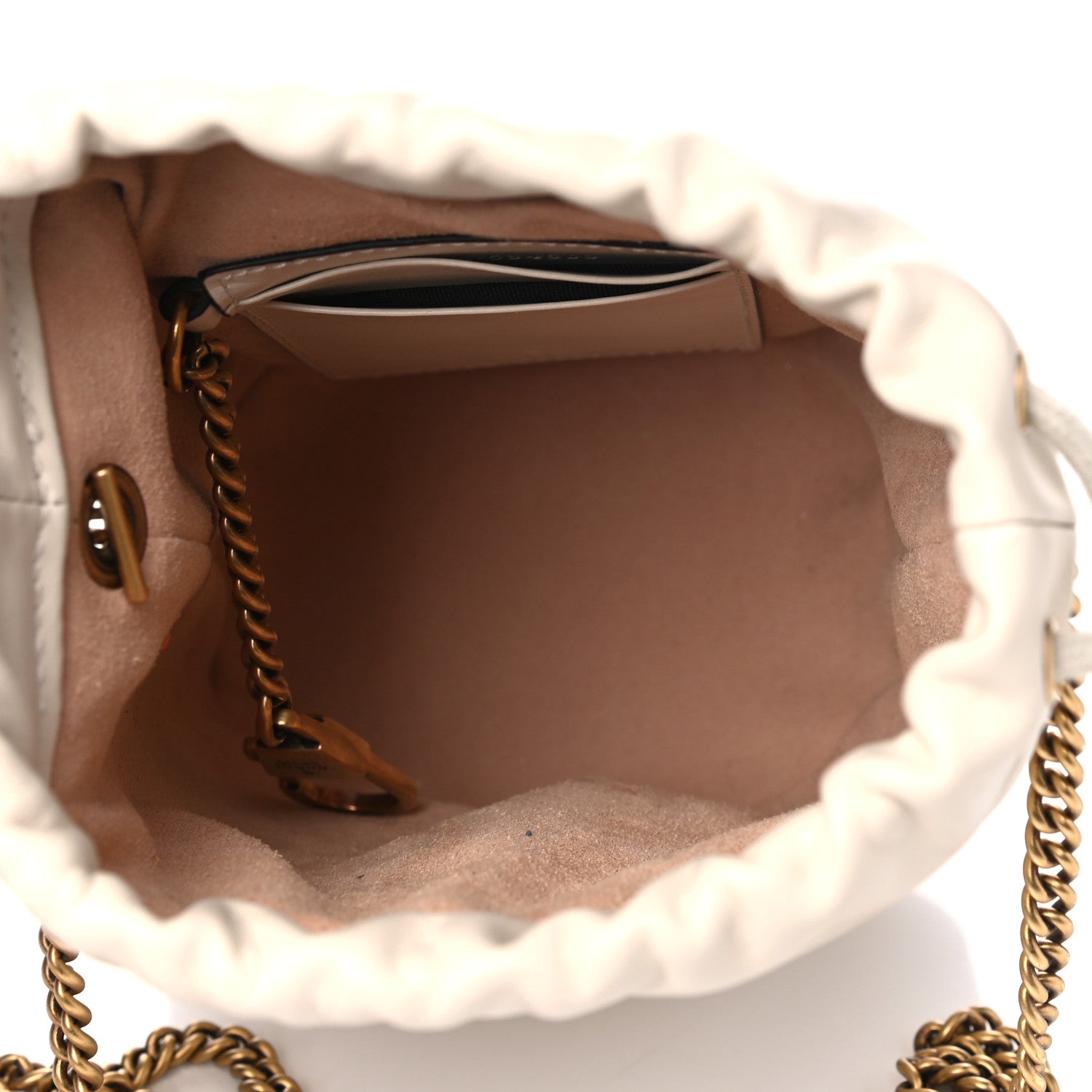 Gucci Calfskin Matelasse Mini GG Marmont 2.0 Bucket Bag White 4 of 5