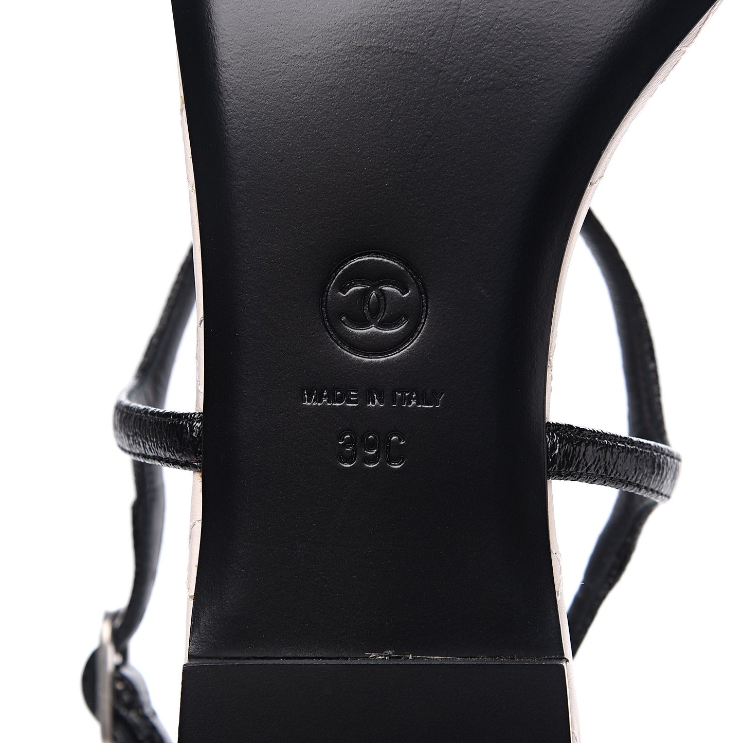 Patent Goatskin CC Thong Sandals 39 Black